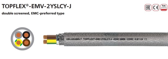 The cable has 4 cores in 4 colors: brown, black, gray, and green-yellow.